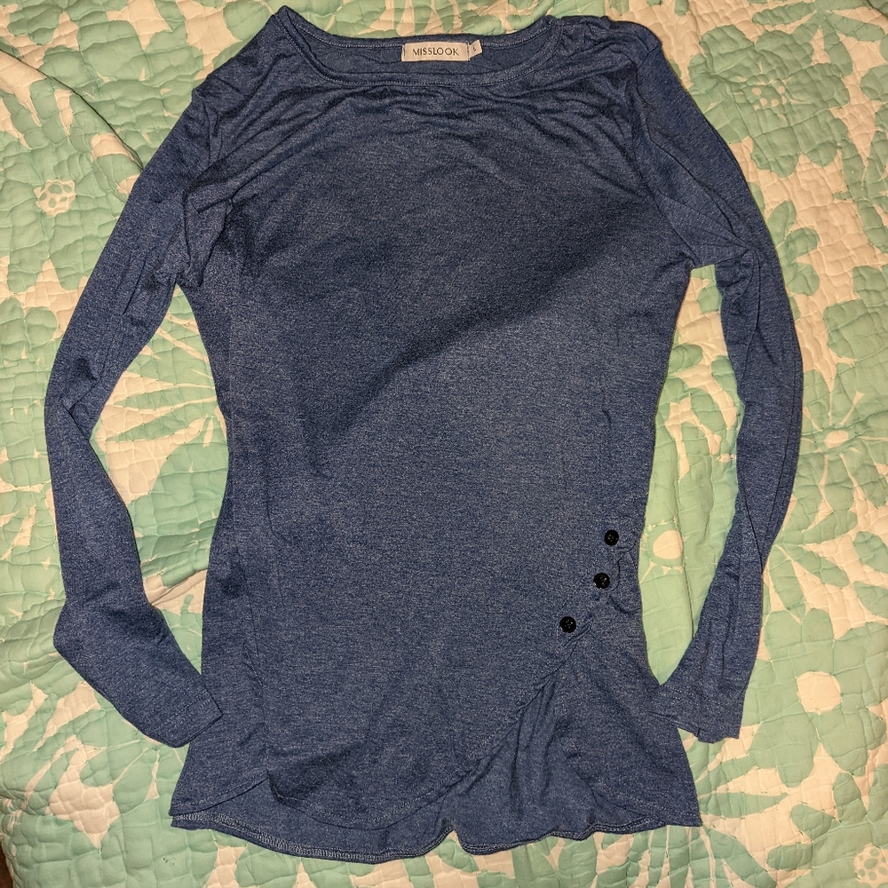 Miss look blue long sleeve blouse large